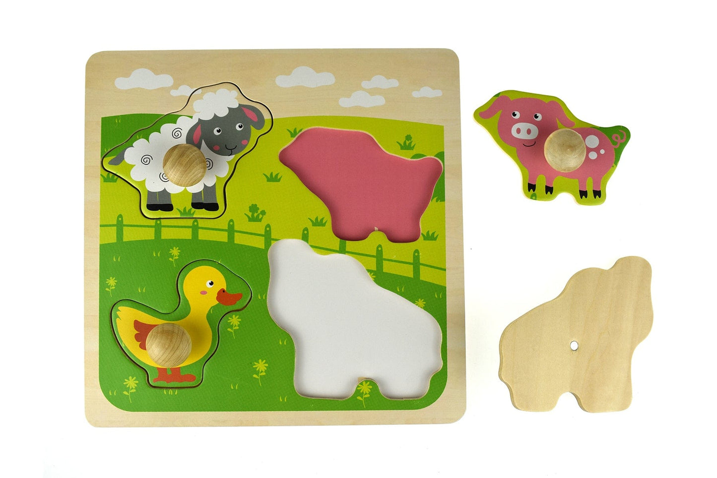 Kids Toy Chest Brand-Koala Dream, Games-Peg & Tray Puzzles, X-FSC Certified FARM ANIMAL LARGE PEG PUZZLE