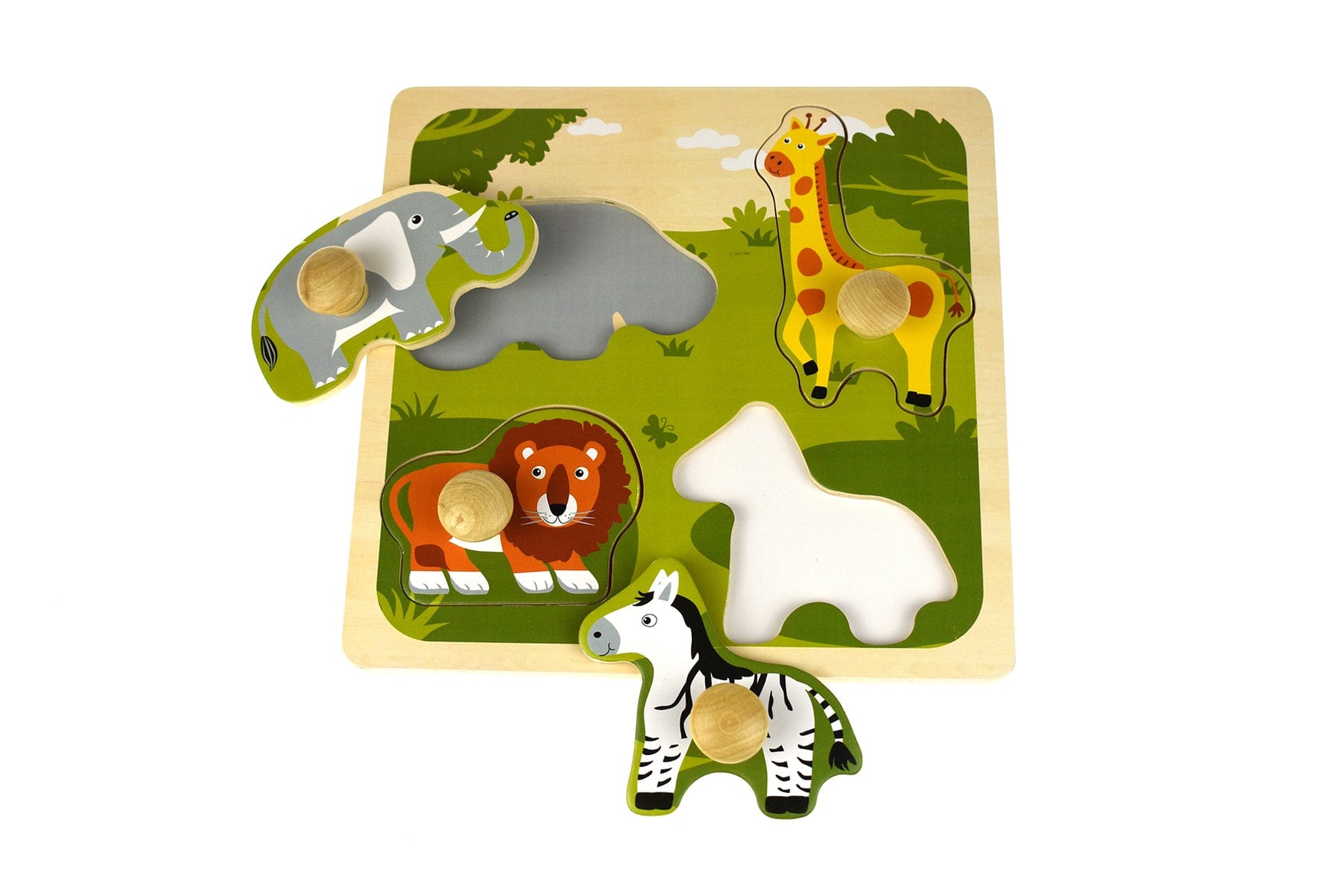 Kids Toy Chest Brand-Koala Dream, Games-Peg & Tray Puzzles, X-FSC Certified SAFARI ANIMAL LARGE PEG PUZZLE