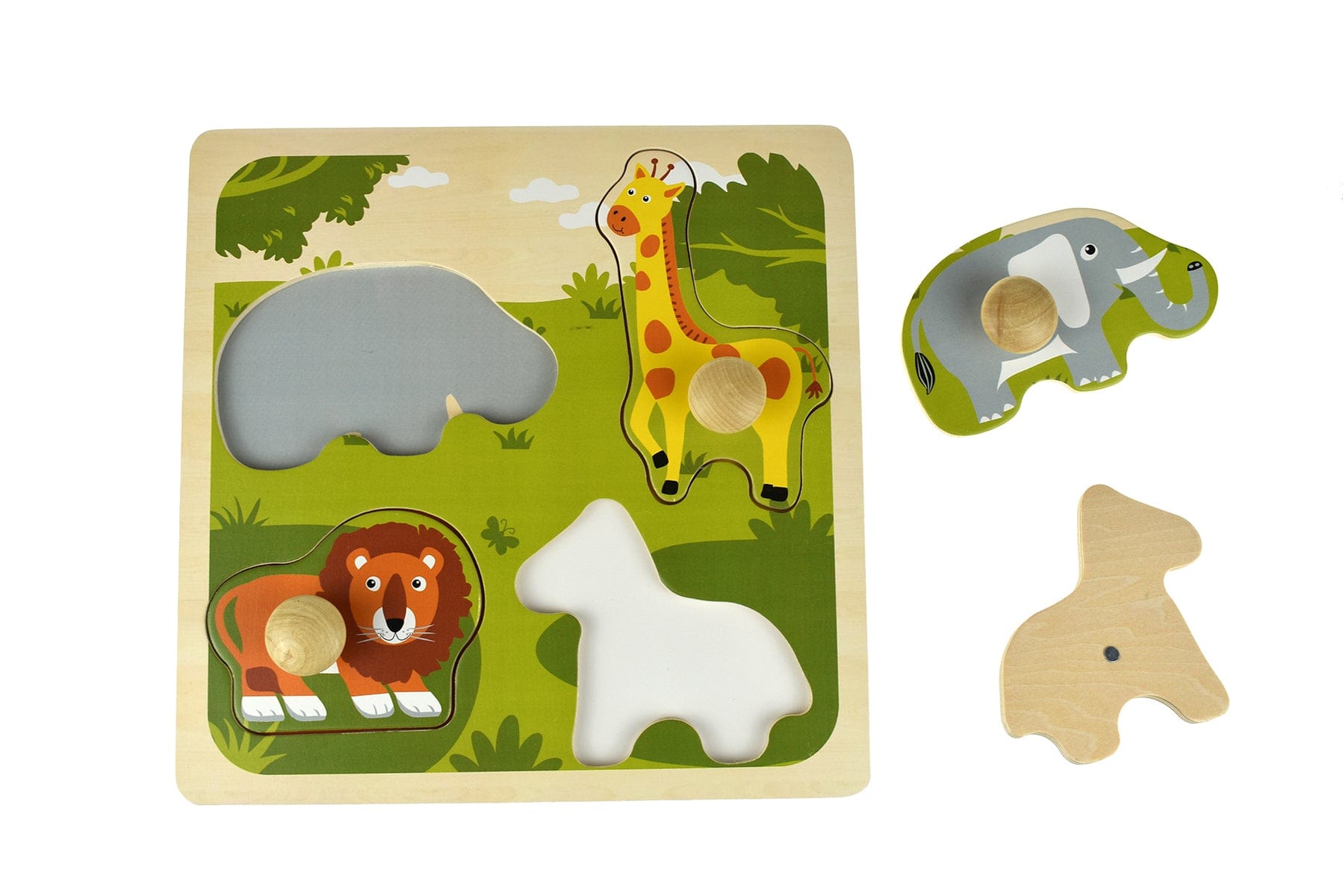 Kids Toy Chest Brand-Koala Dream, Games-Peg & Tray Puzzles, X-FSC Certified SAFARI ANIMAL LARGE PEG PUZZLE