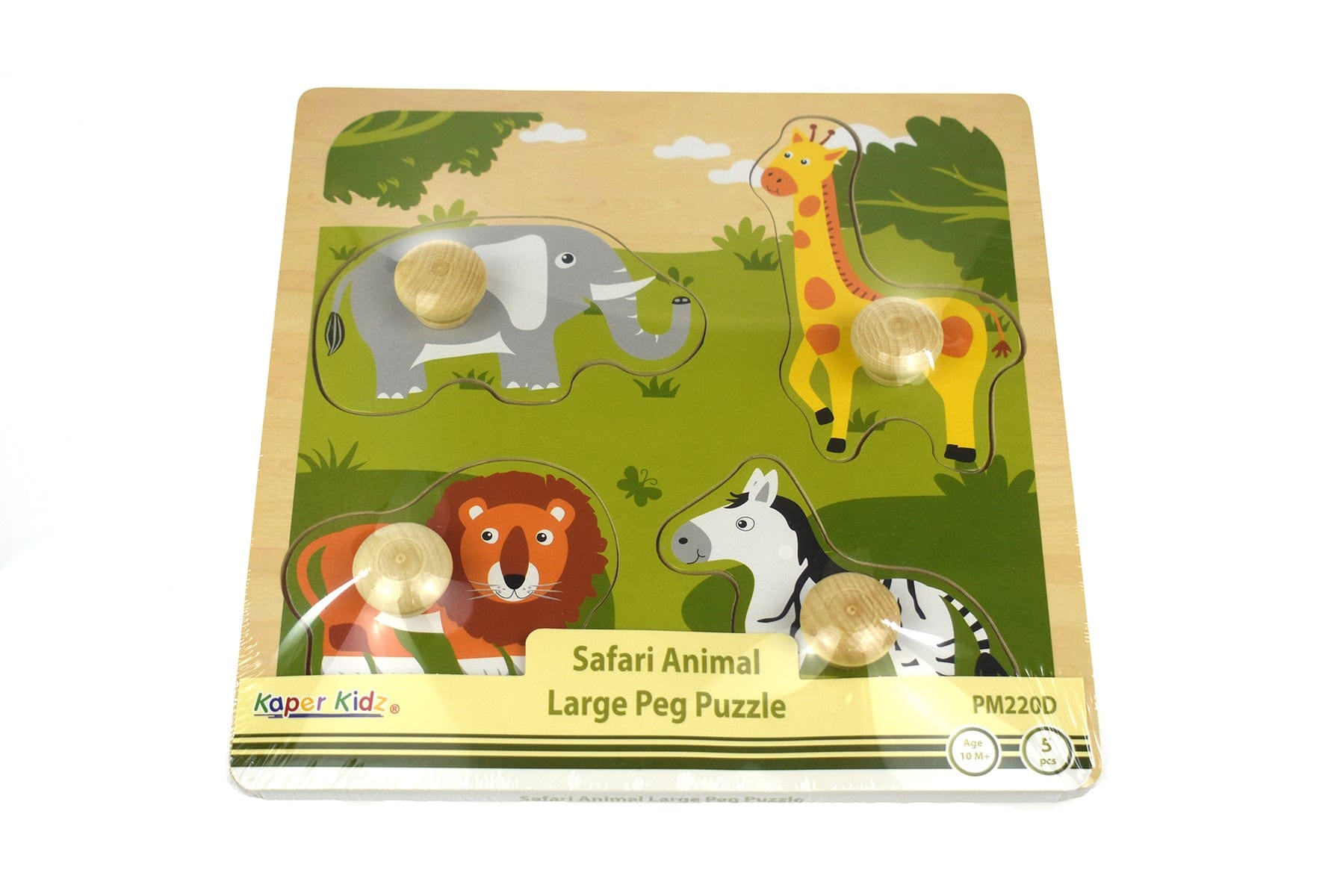 Kids Toy Chest Brand-Koala Dream, Games-Peg & Tray Puzzles, X-FSC Certified SAFARI ANIMAL LARGE PEG PUZZLE