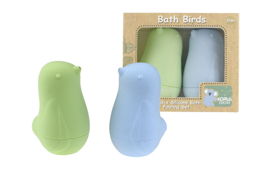 Kids Toy Chest Brand-Koala Dream, Gift-Baby Shower, Gift-Silicone Toys & Teethers BATH BIRDS 2PC SILICONE POURING SET-GREEN