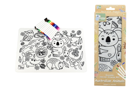 Kids Toy Chest Brand-Koala Dream, Gift-Baby Shower, Gift-Silicone Toys & Teethers REUSABLE SILICONE DRAWING MAT- AUSTRALIAN ANIMALS