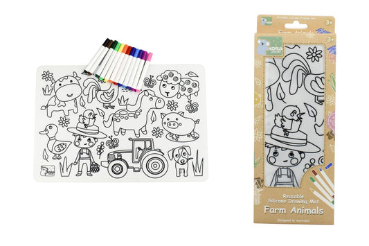 Kids Toy Chest Brand-Koala Dream, Gift-Baby Shower, Gift-Silicone Toys & Teethers REUSABLE SILICONE DRAWING MAT- FARM ANIMALS