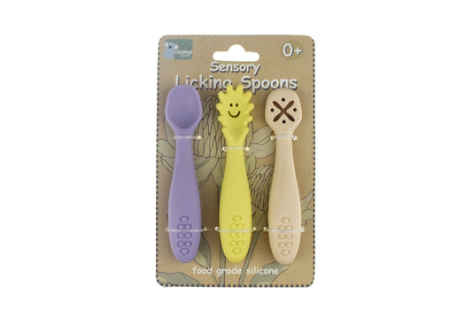 Kids Toy Chest Brand-Koala Dream, Gift-Baby Shower, Gift-Silicone Toys & Teethers SENSORY SILICONE LICKING SPOONS-MULTICOLOUR