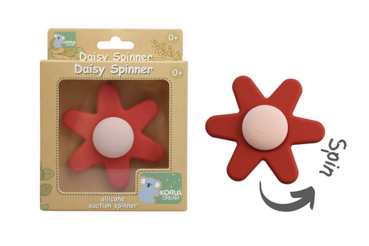 Kids Toy Chest Brand-Koala Dream, Gift-Baby Shower, Gift-Silicone Toys & Teethers SILICONE DAISY SPINNER RED