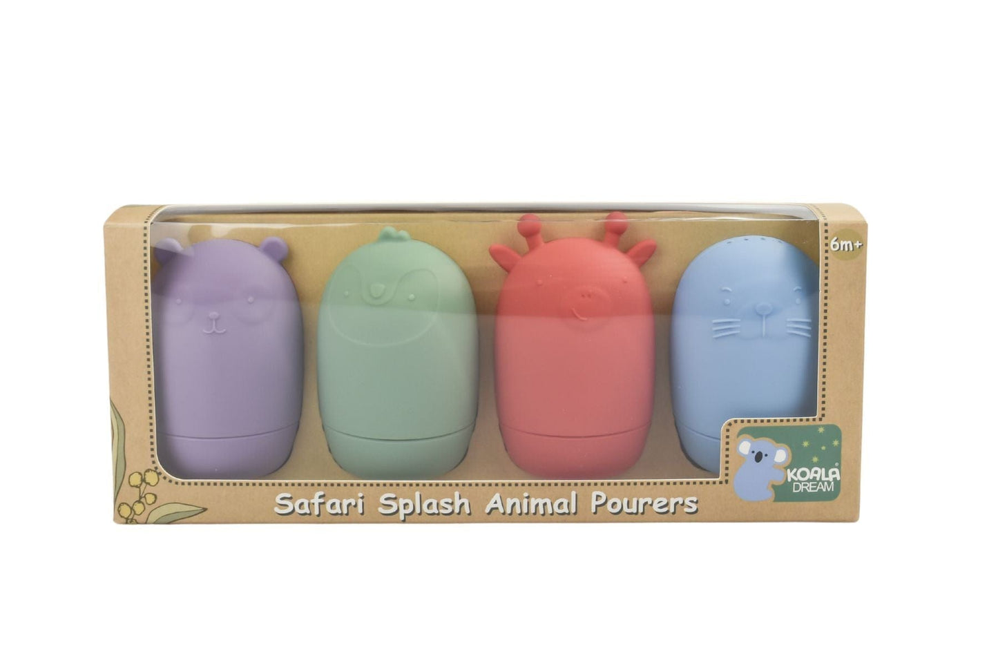 Kids Toy Chest Brand-Koala Dream, Gift-Baby Shower, Gift-Silicone Toys & Teethers SILICONE SAFARI SPLASH ANIMAL POURERS 4 PCS SET- BRIGHTS