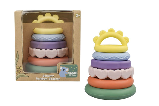 Kids Toy Chest Brand-Koala Dream, Gift-Baby Shower, Gift-Silicone Toys & Teethers SILICONE SENSORY RAINBOW STACKING TEETHER