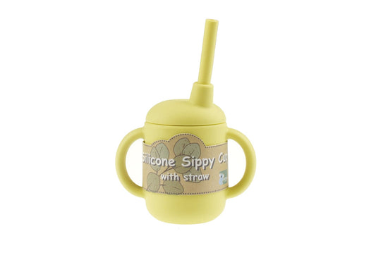 Kids Toy Chest Brand-Koala Dream, Gift-Baby Shower, Gift-Silicone Toys & Teethers SILICONE SIPPY CUP WITH STRAW-YELLOW