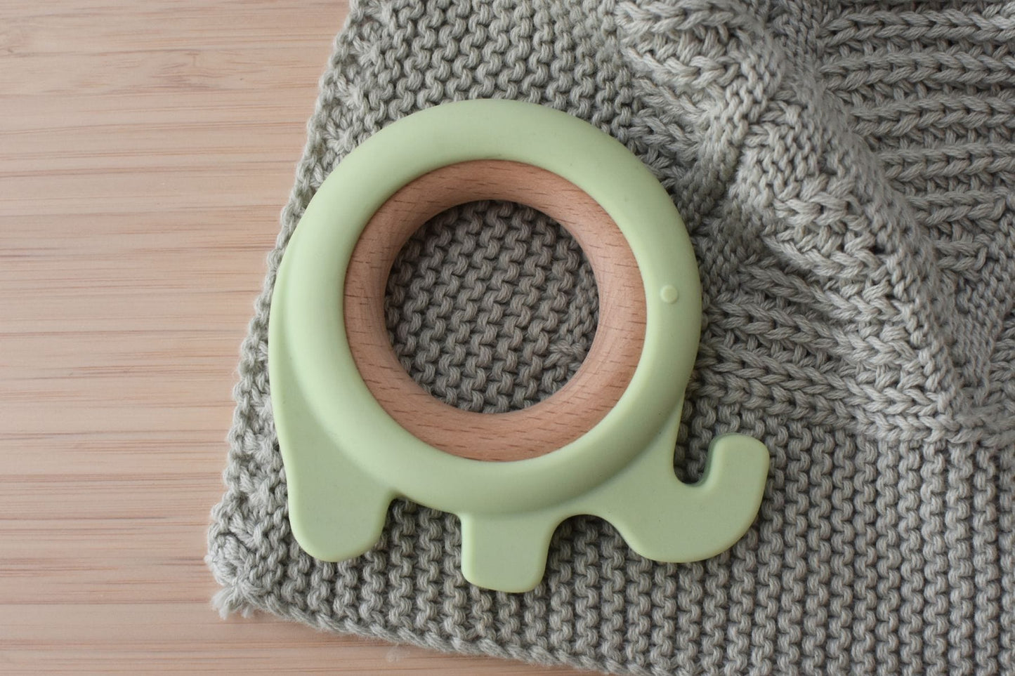 Kids Toy Chest Brand-Koala Dream, Toys-Rattles & Teethers, Gift-Baby Shower, Gift-Silicone Toys & Teethers Silicone Elephant Teether - Green