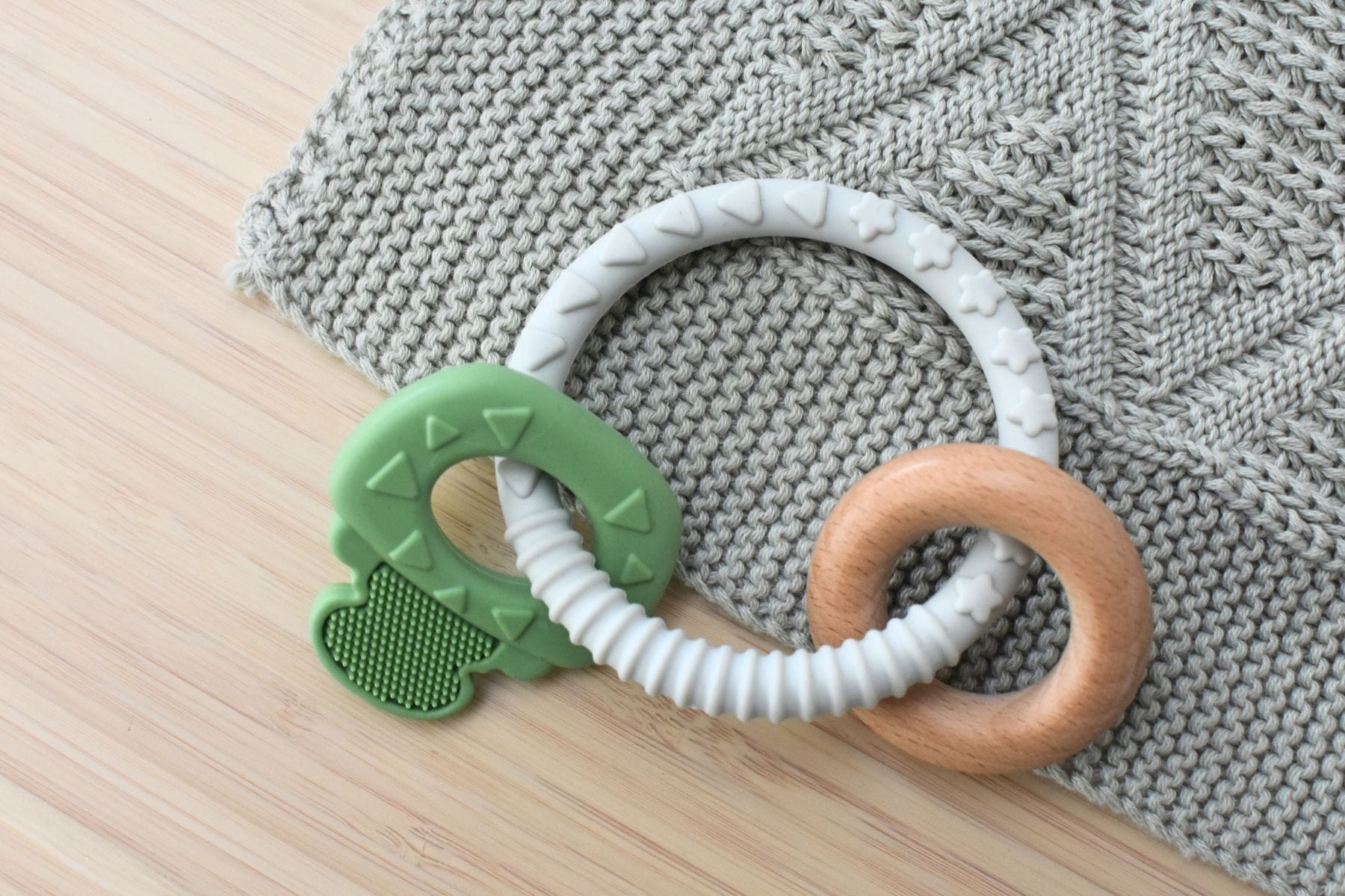 Kids Toy Chest Brand-Koala Dream, Toys-Rattles & Teethers, Gift-Baby Shower, Gift-Silicone Toys & Teethers Textured Silicone Key Teether-Green