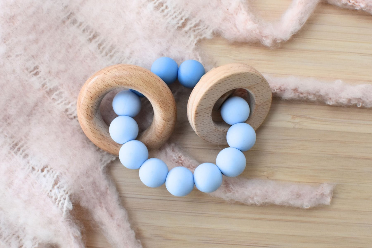 Kids Toy Chest Brand-Koala Dream, Toys-Rattles & Teethers, Gift-Baby Shower, Gift-Silicone Toys & Teethers Wooden Silicone Teether - Blue