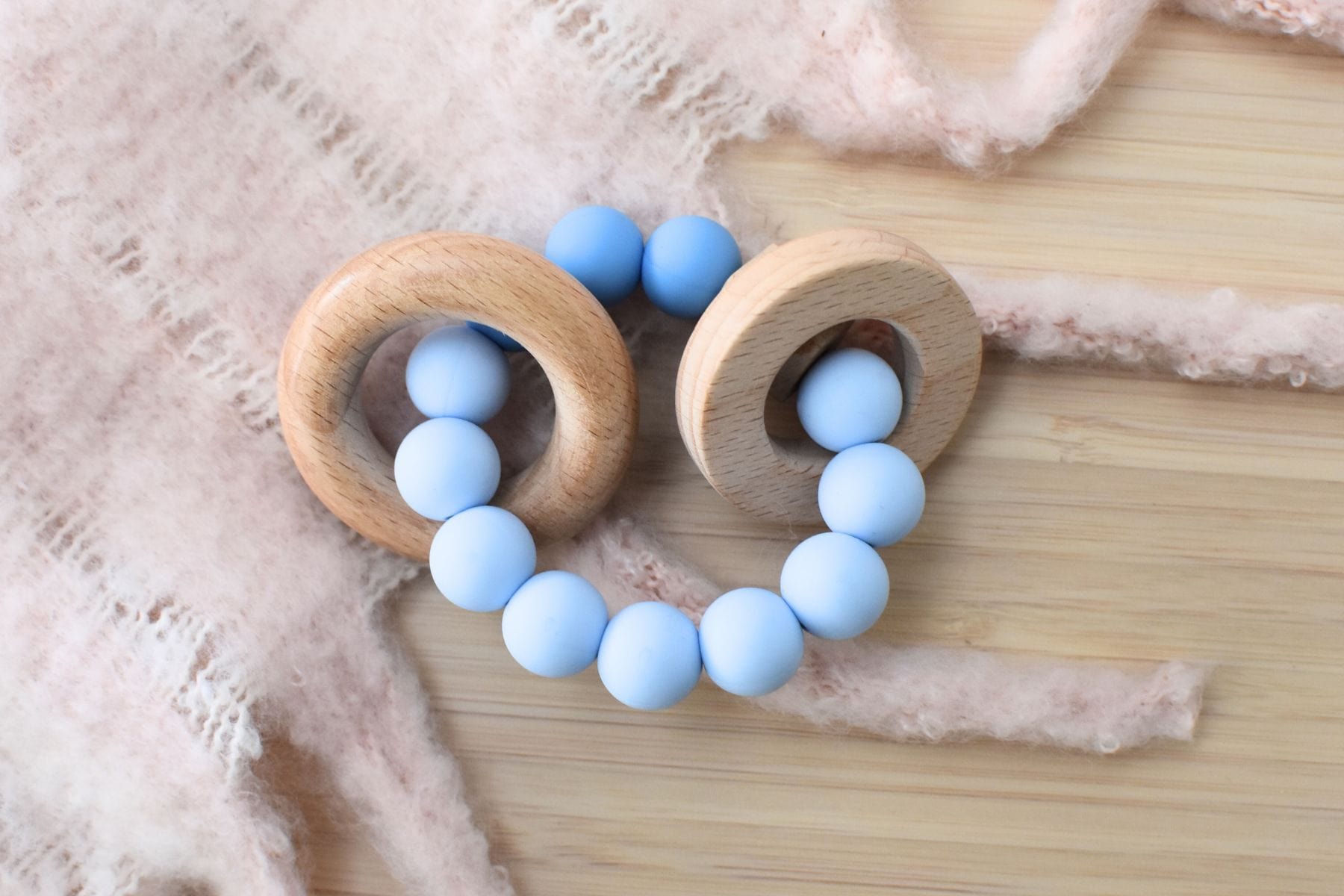 Kids Toy Chest Brand-Koala Dream, Toys-Rattles & Teethers, Gift-Baby Shower, Gift-Silicone Toys & Teethers Wooden Silicone Teether - Blue