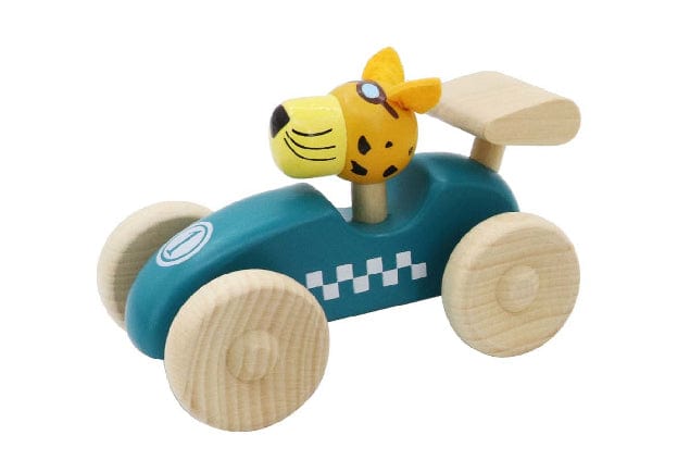 Kids Toy Chest Brand-Retro, Toys-Vehicles RETRO MD RACING CAR WITH CUTE LEOPARD DRIVER GREEN