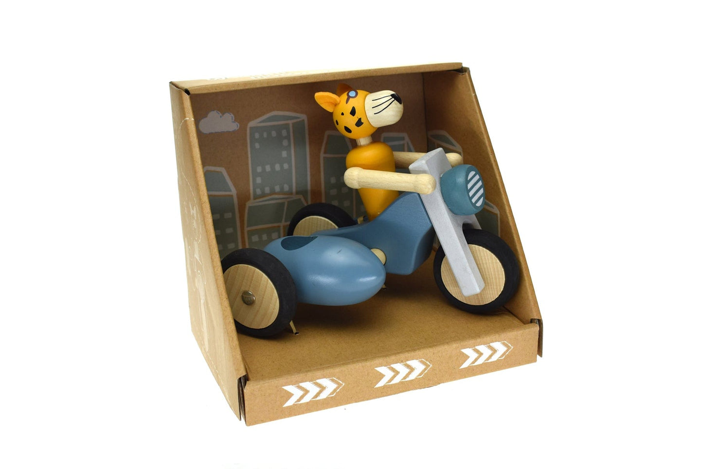 Kids Toy Chest Brand-Retro, Toys-Vehicles RETRO MOTOR TRICYCLE WITH CUTE LEOPARD DRIVER BLUE - LARGE