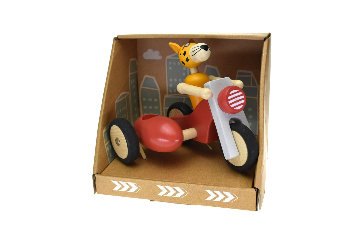 Kids Toy Chest Brand-Retro, Toys-Vehicles RETRO MOTOR TRICYCLE WITH CUTE LEOPARD DRIVER RED - LARGE