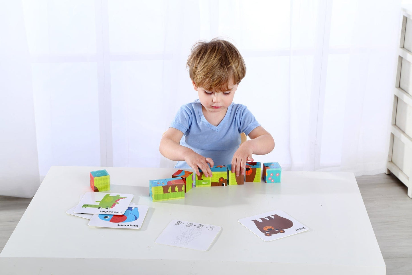 Kids Toy Chest Brand-Tooky Toy, Games-Block Puzzles ANIMAL BLOCK PUZZLE WITH DRAWING CARD