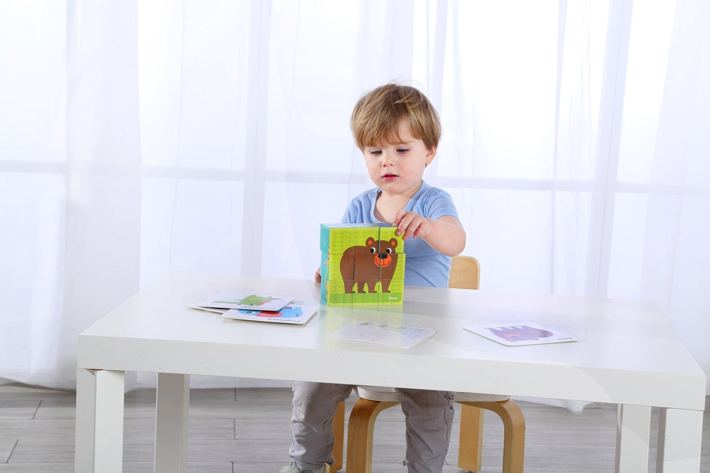 Kids Toy Chest Brand-Tooky Toy, Games-Block Puzzles ANIMAL BLOCK PUZZLE WITH DRAWING CARD