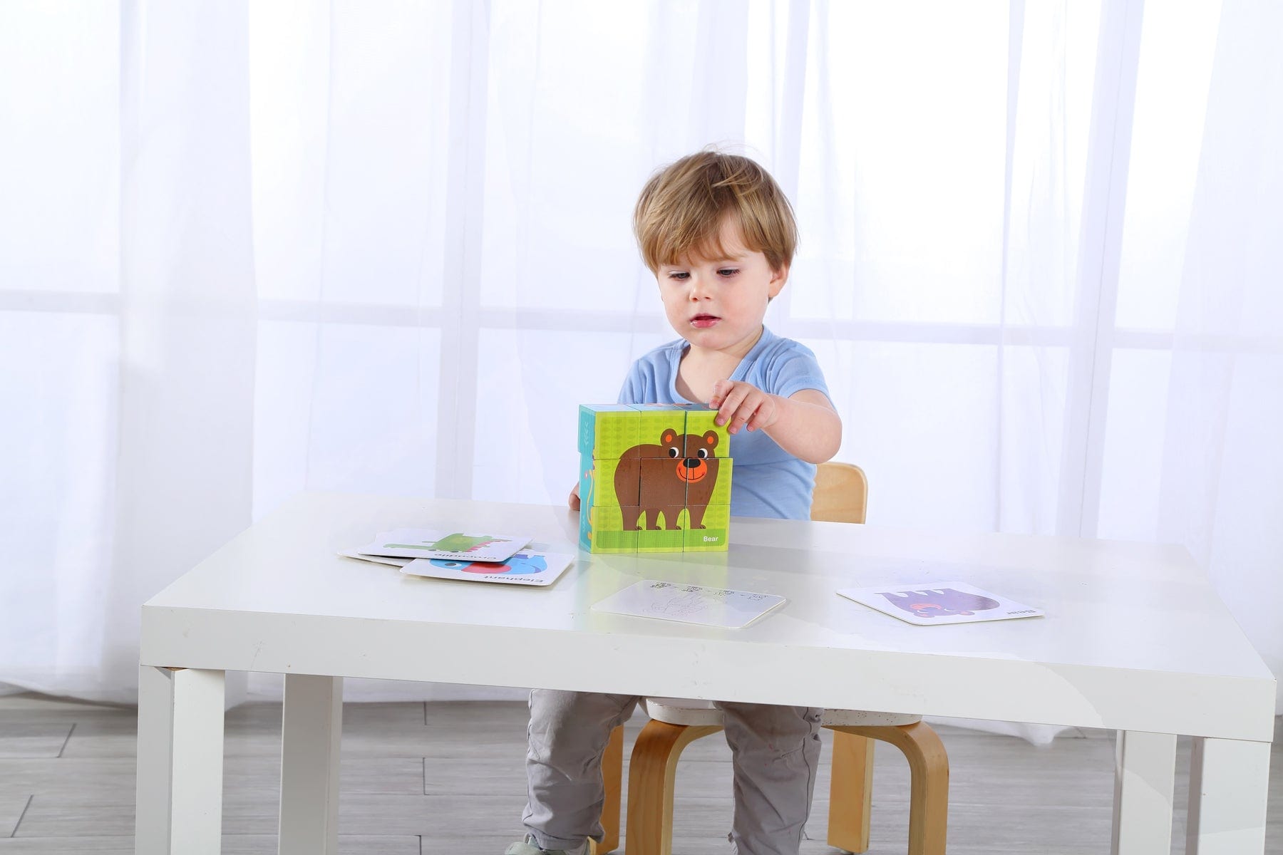 Kids Toy Chest Brand-Tooky Toy, Games-Block Puzzles ANIMAL BLOCK PUZZLE WITH DRAWING CARD