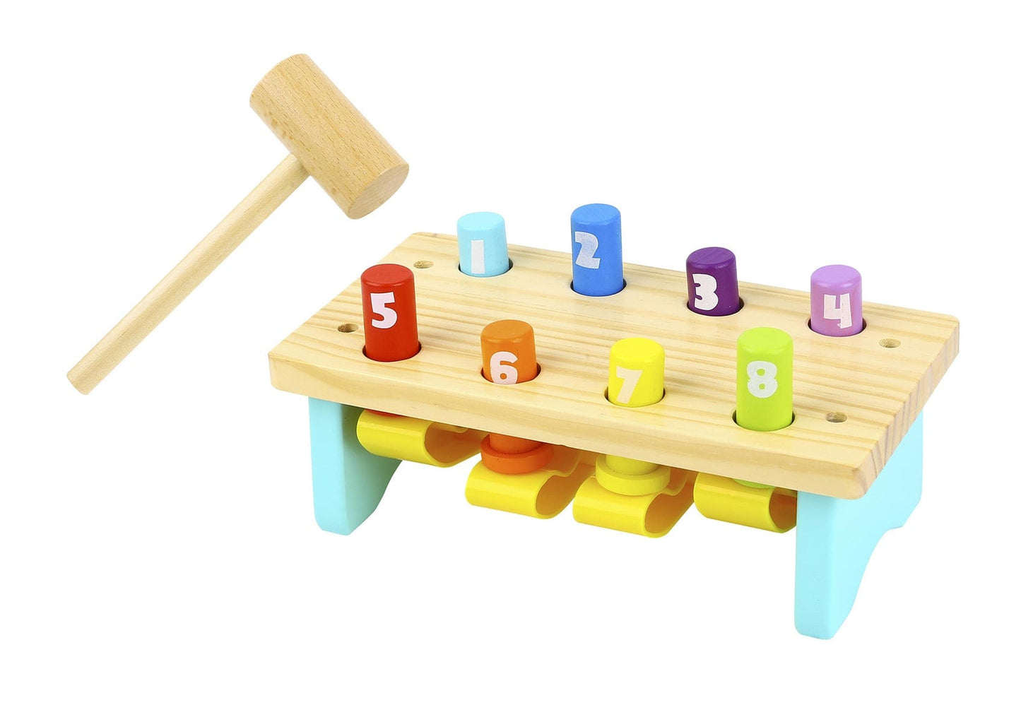 Kids Toy Chest Brand-Tooky Toy, Games-Family Games WOODEN KNOCK BENCH WITH 8 PINS