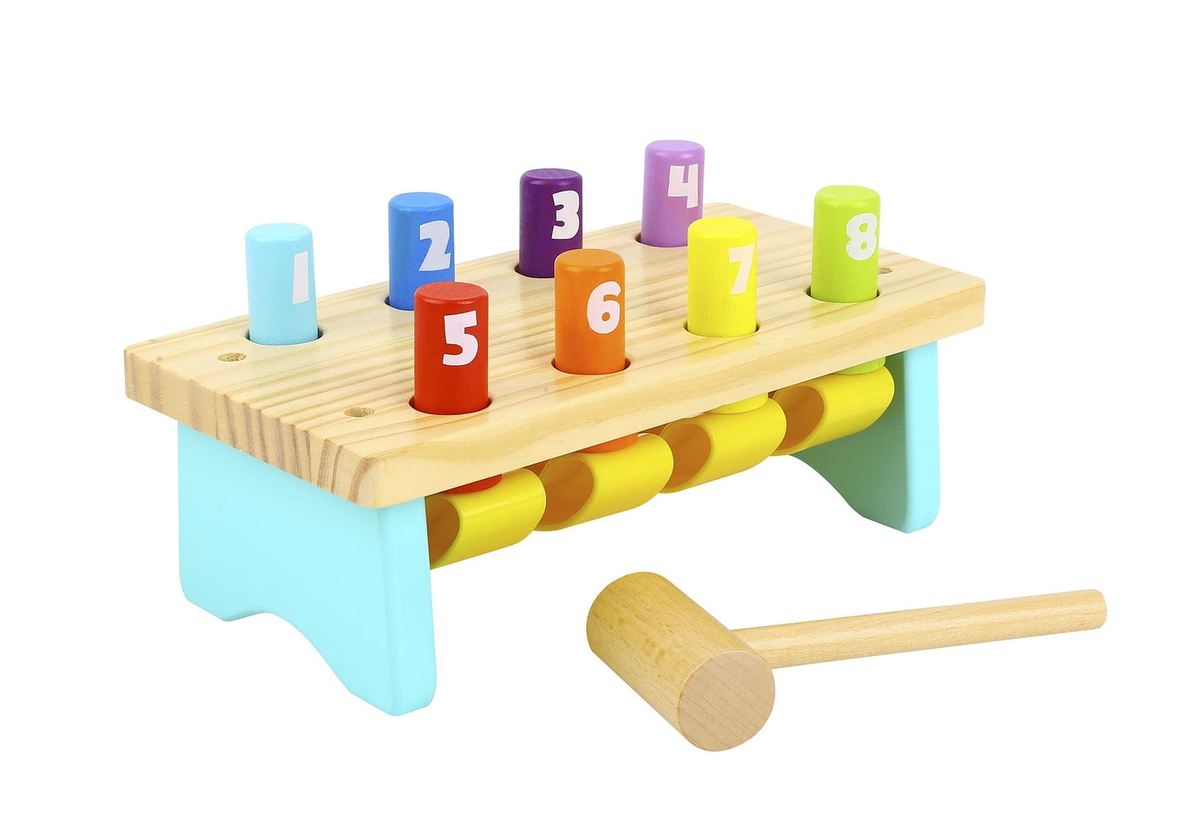 Kids Toy Chest Brand-Tooky Toy, Games-Family Games WOODEN KNOCK BENCH WITH 8 PINS