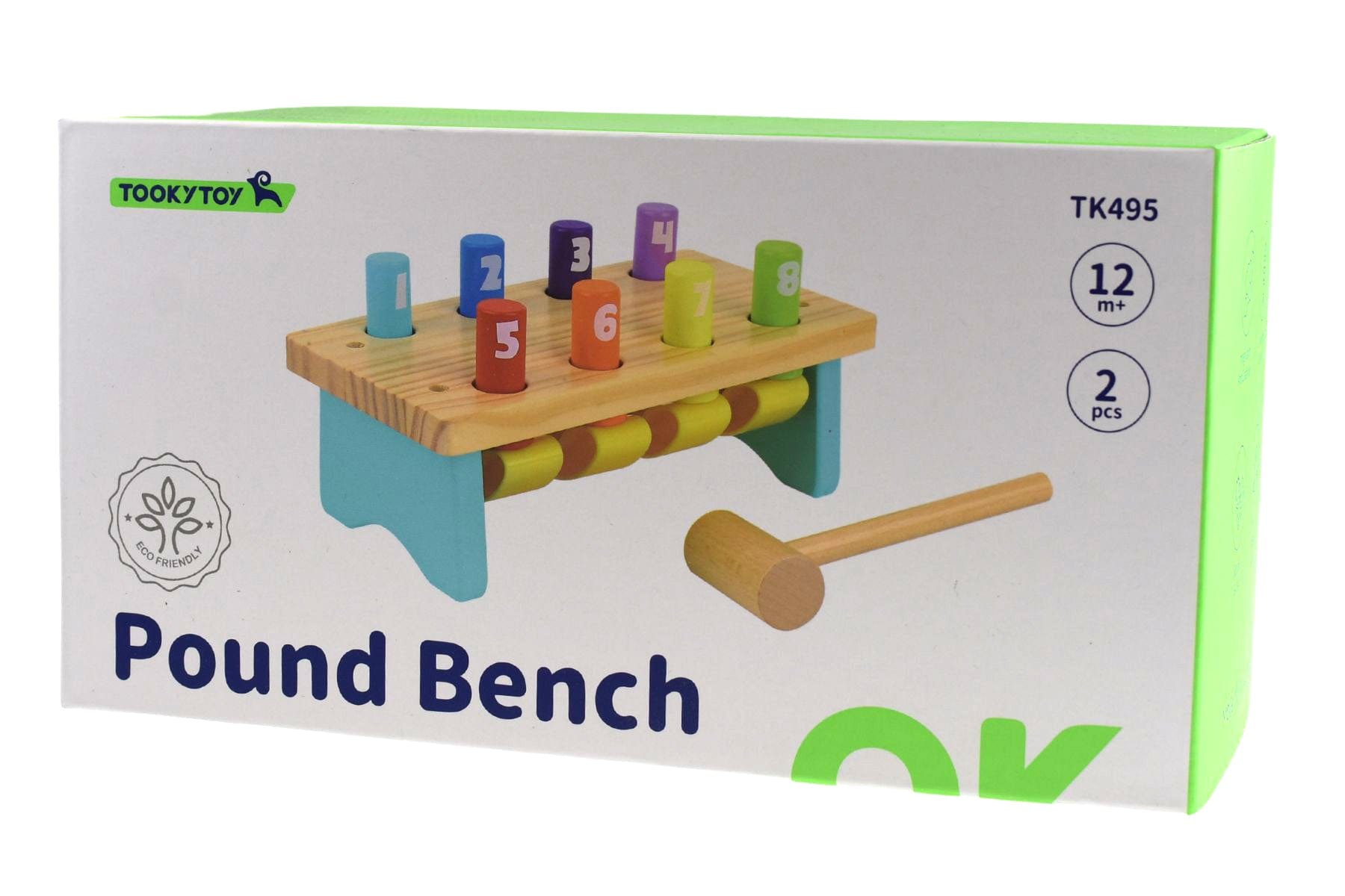 Kids Toy Chest Brand-Tooky Toy, Games-Family Games WOODEN KNOCK BENCH WITH 8 PINS