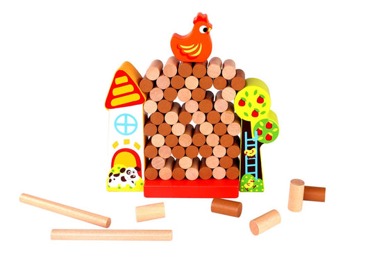 Kids Toy Chest Brand-Tooky Toy, Games-Family Games, X-FSC Certified CHICKEN DROP BLOCK GAME