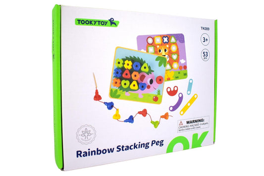 Kids Toy Chest Brand-Tooky Toy, Games-Family Games, X-FSC Certified RAINBOW STACKING PEGS