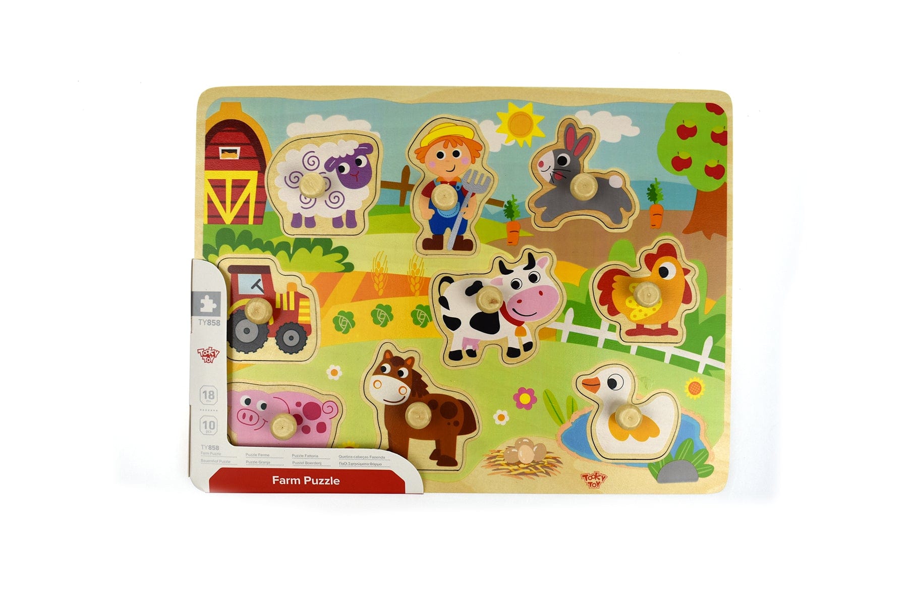 Kids Toy Chest Brand-Tooky Toy, Games-Peg & Tray Puzzles, X-FSC Certified FARM PEG PUZZLE