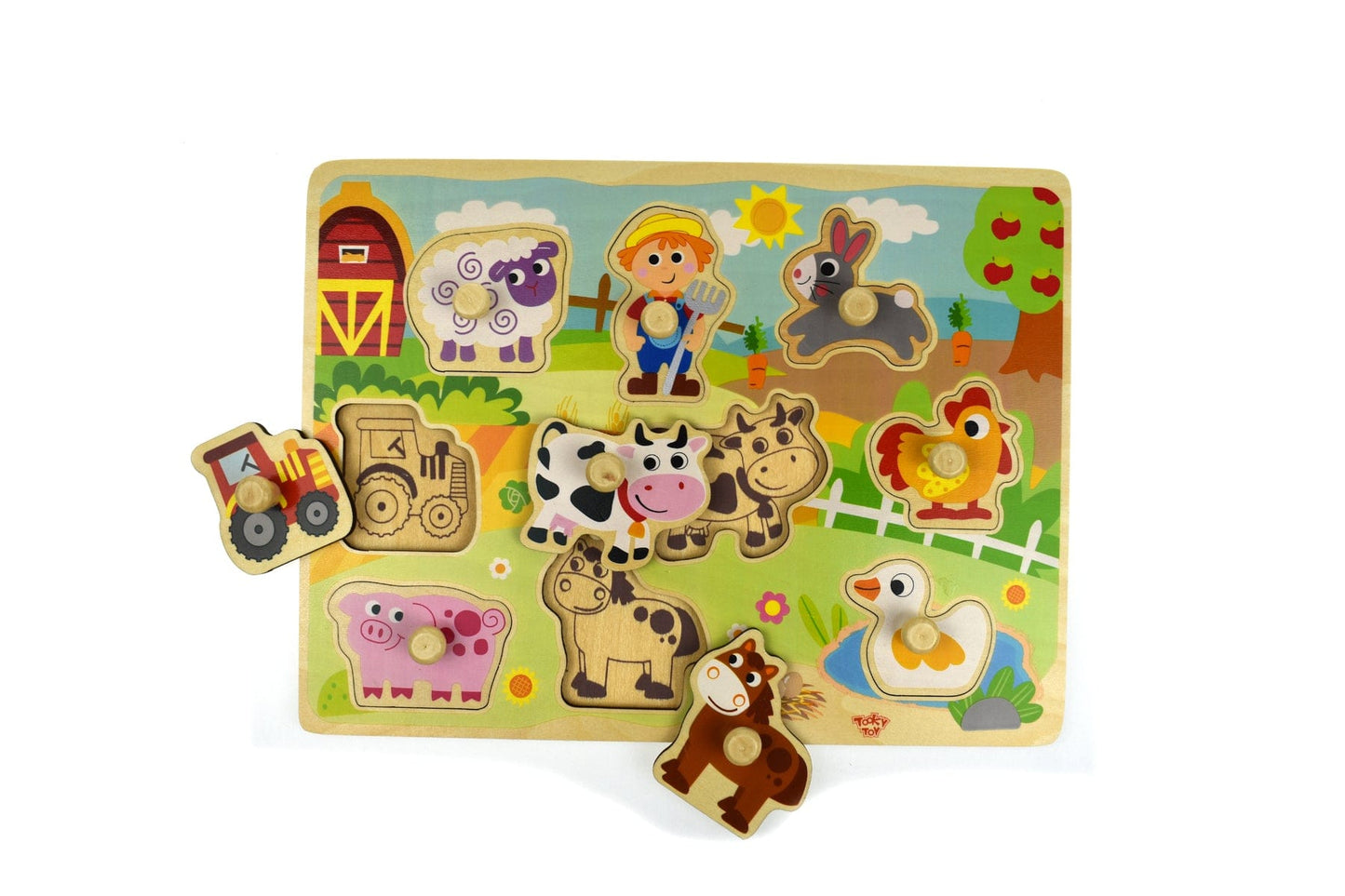 Kids Toy Chest Brand-Tooky Toy, Games-Peg & Tray Puzzles, X-FSC Certified FARM PEG PUZZLE