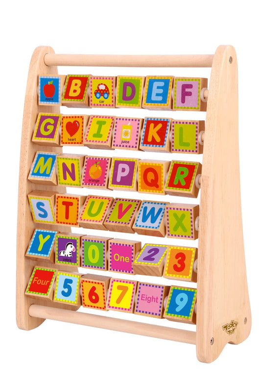 Kids Toy Chest Brand-Tooky Toy, Toys-Bead Mazes & Shape Sorters ALPHABET BLOCKS ABACUS NATURAL