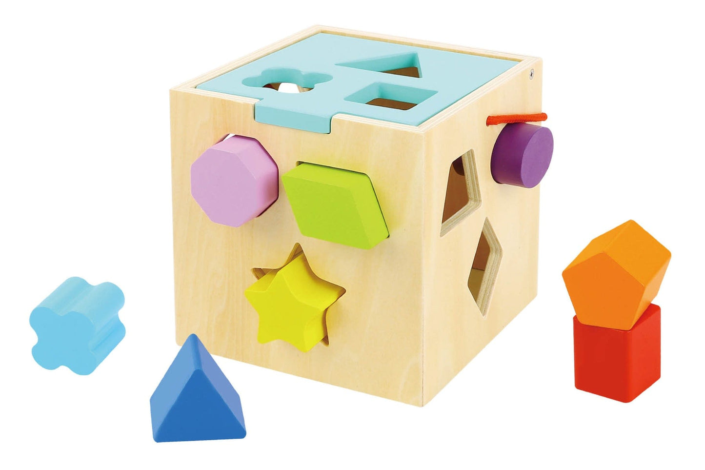 Kids Toy Chest Brand-Tooky Toy, Toys-Bead Mazes & Shape Sorters SHAPE SORTER WITH 12 PCS WOODEN BLOCKS