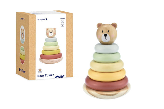 Kids Toy Chest Brand-Tooky Toy, Toys-Blocks & Stacking, Gift-Baby Shower, X-FSC Certified MY FOREST FRIENDS BEAR STACKING TOWER