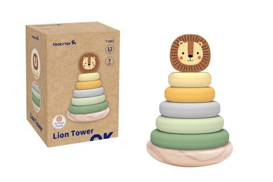 Kids Toy Chest Brand-Tooky Toy, Toys-Blocks & Stacking, Gift-Baby Shower, X-FSC Certified MY FOREST FRIENDS LION STACKING TOWER