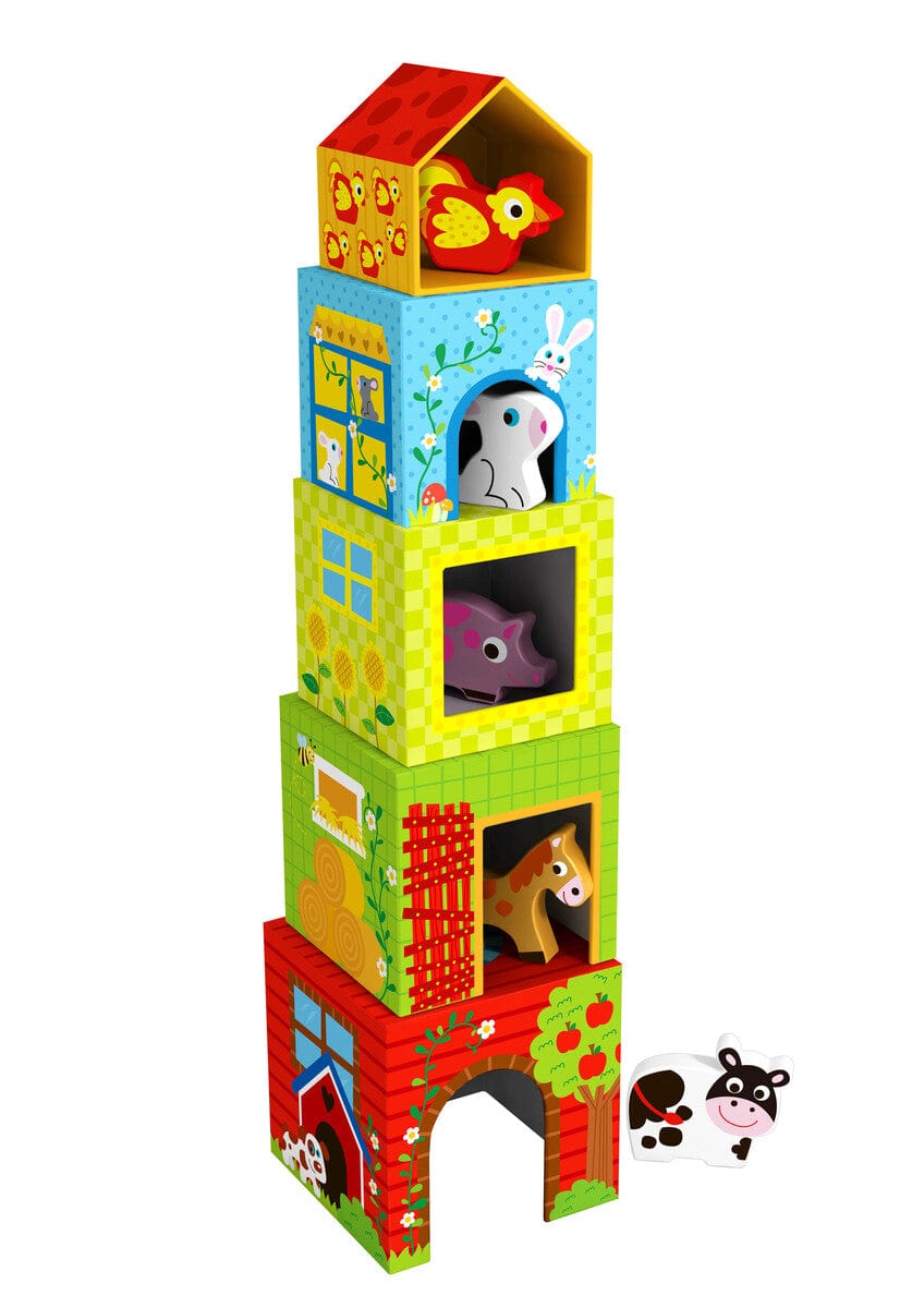 Kids Toy Chest Brand-Tooky Toy, Toys-Educational, Toys-Blocks & Stacking, X-FSC Certified NESTING BOX - FARM