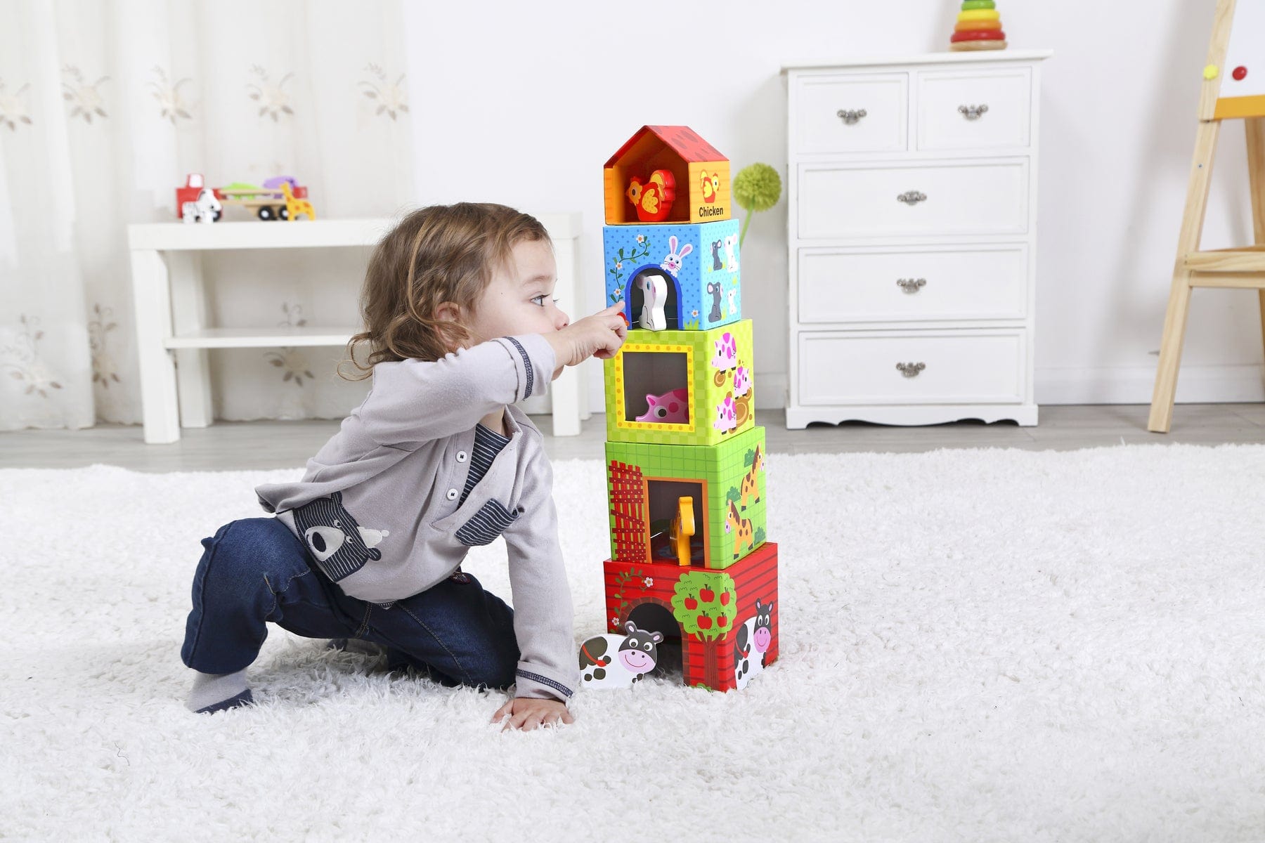 Kids Toy Chest Brand-Tooky Toy, Toys-Educational, Toys-Blocks & Stacking, X-FSC Certified NESTING BOX - FARM