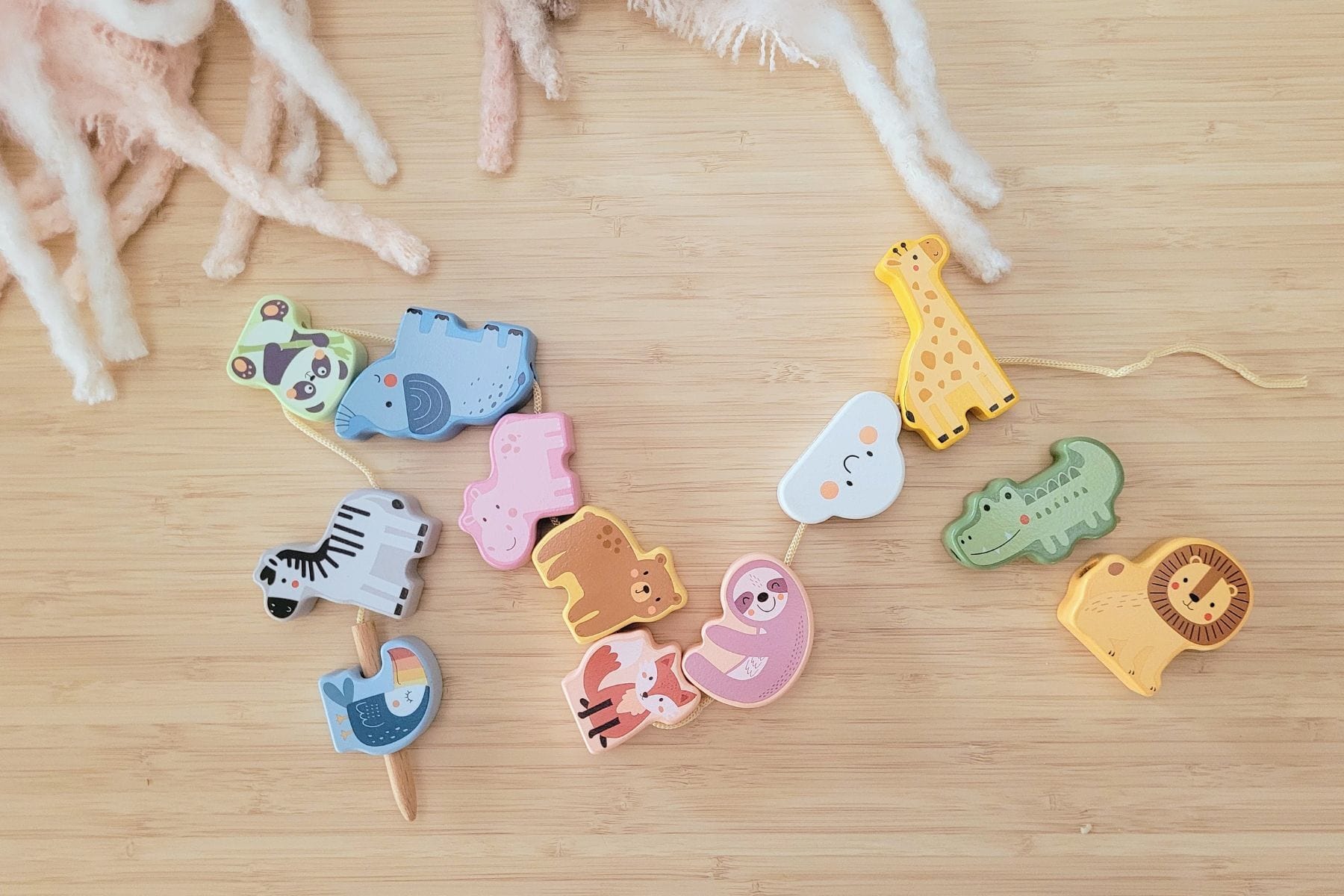 Kids Toy Chest Brand-Tooky Toy, Toys-Educational, X-FSC Certified MY FOREST FRIENDS LACING BLOCKS - WILD ANIMALS
