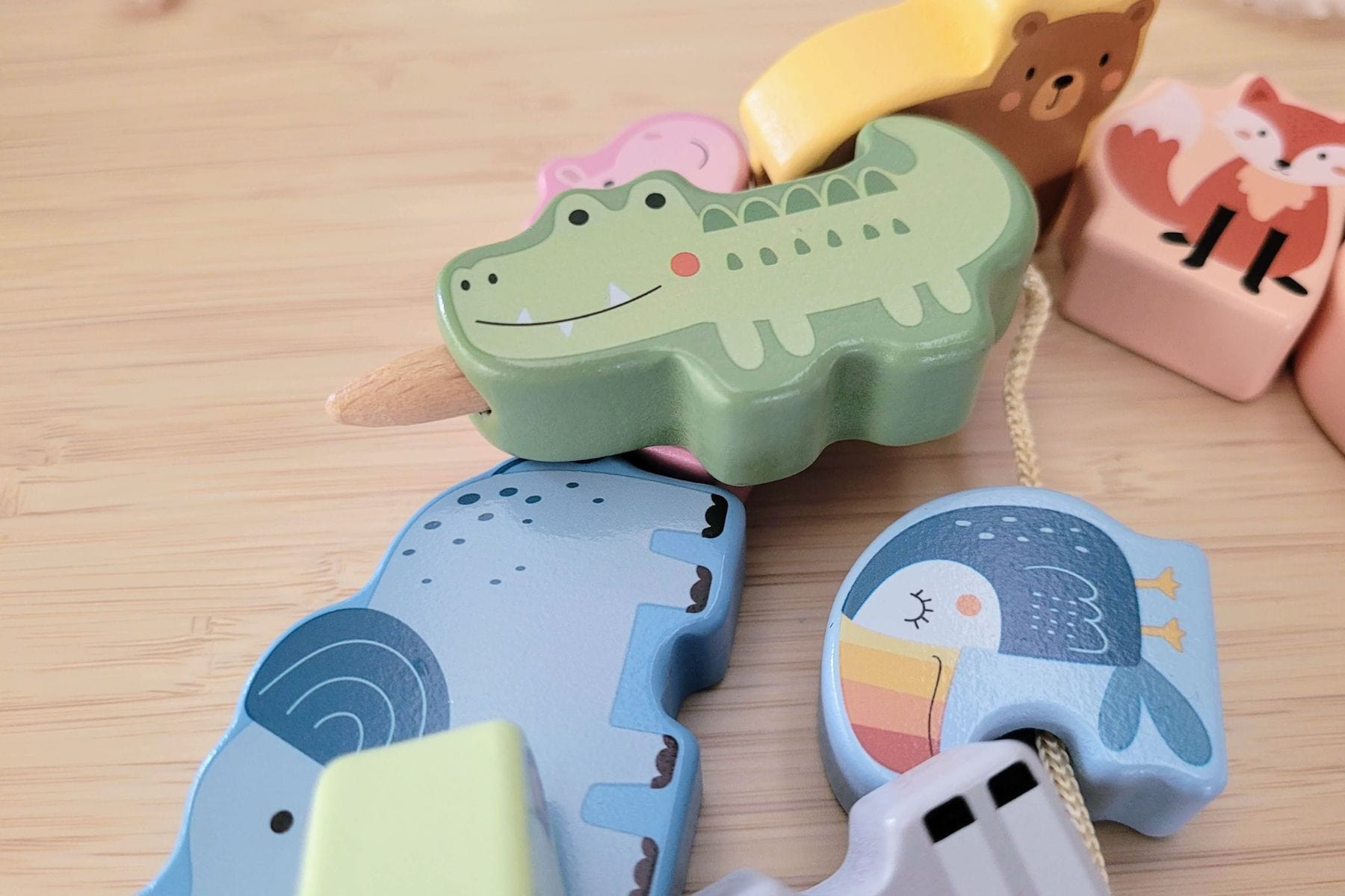 Kids Toy Chest Brand-Tooky Toy, Toys-Educational, X-FSC Certified MY FOREST FRIENDS LACING BLOCKS - WILD ANIMALS