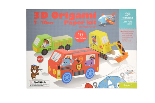 Kids Toy Chest Brand-Tookyland, Craft-Craft Kits Beginner's 3D Paper Vehicle Craft Kit for Kids