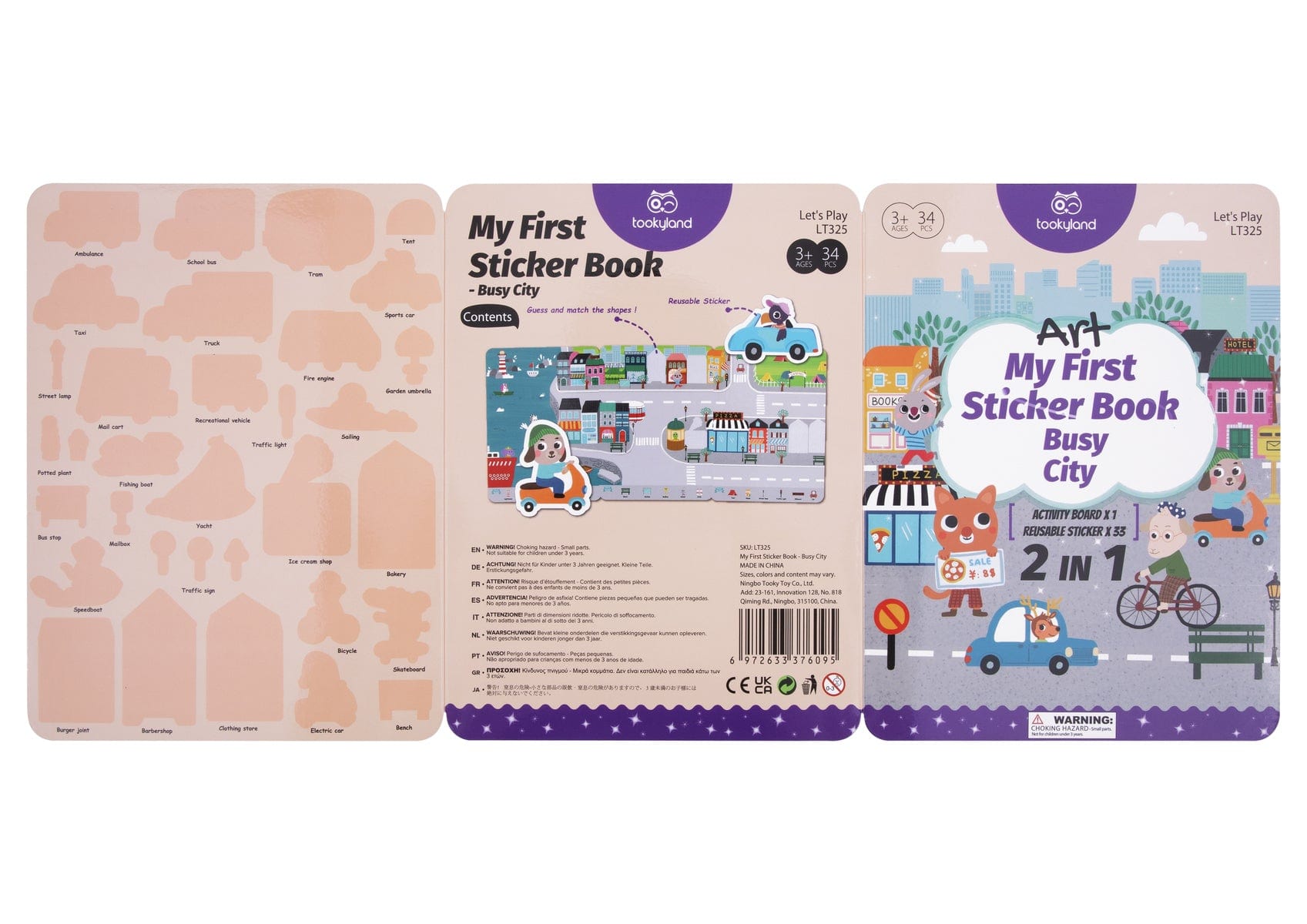 Kids Toy Chest Brand-Tookyland, Craft-Craft Kits SILICONE STICKER BOOK - BUSY CITY