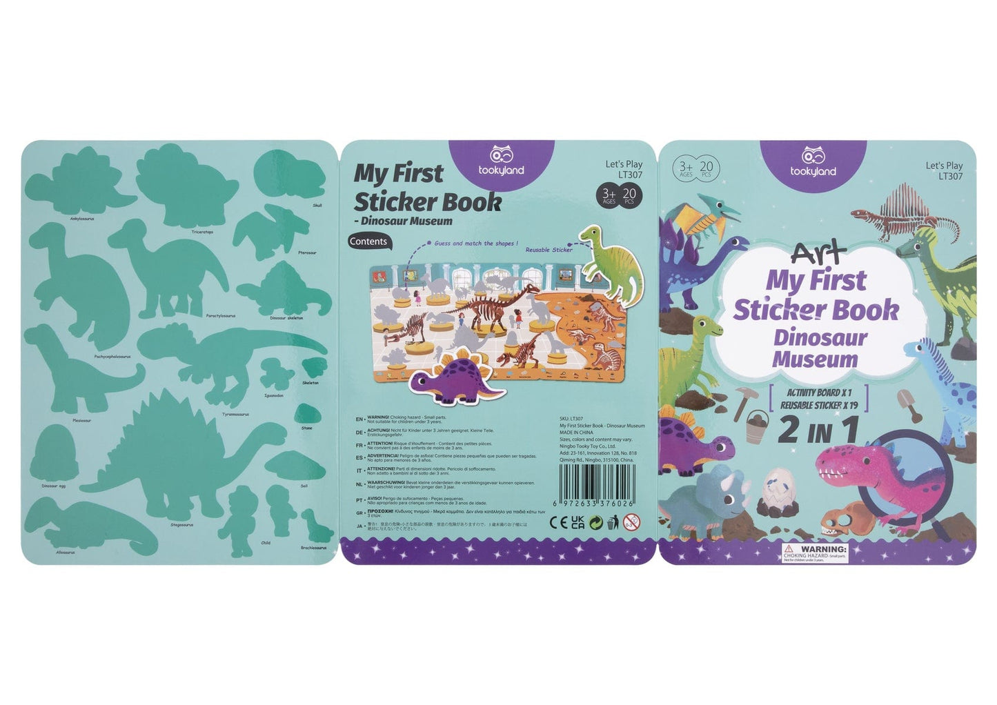 Kids Toy Chest Brand-Tookyland, Craft-Craft Kits SILICONE STICKER BOOK - DINOSAUR MUSEUM