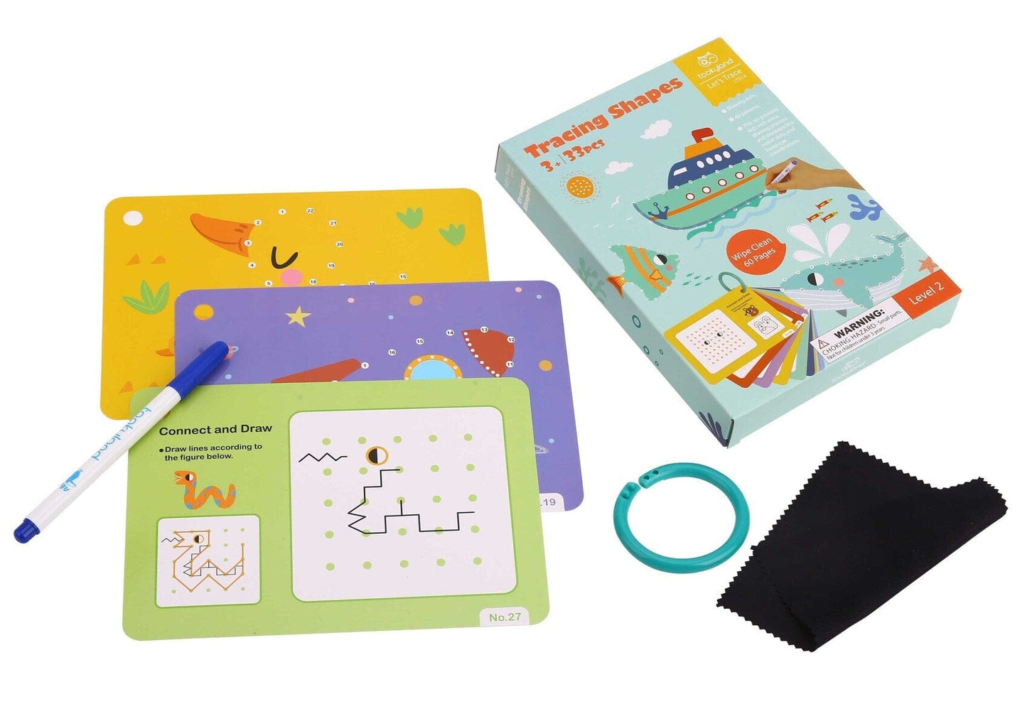 Kids Toy Chest Brand-Tookyland, Craft-Painting & Drawing LETS TRACE- TRACING SHAPES FLASH CARDS