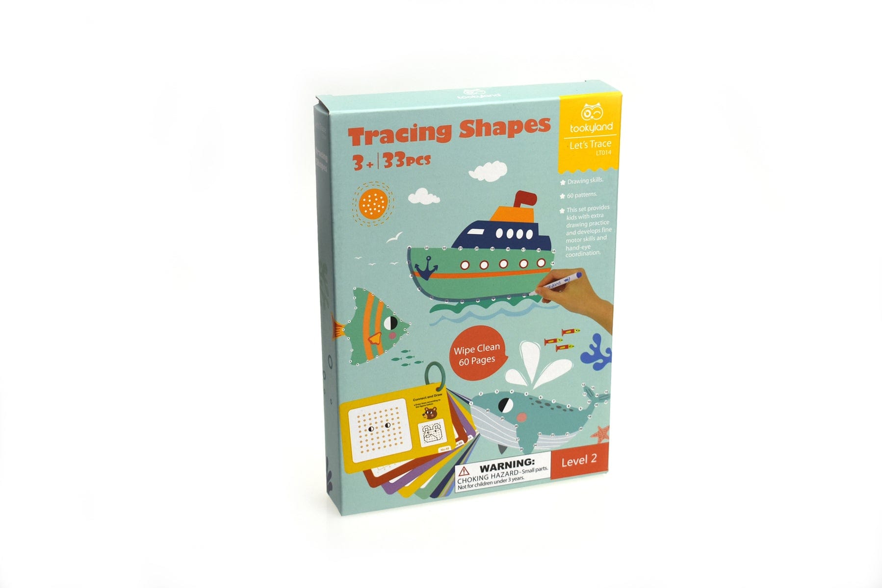 Kids Toy Chest Brand-Tookyland, Craft-Painting & Drawing LETS TRACE- TRACING SHAPES FLASH CARDS