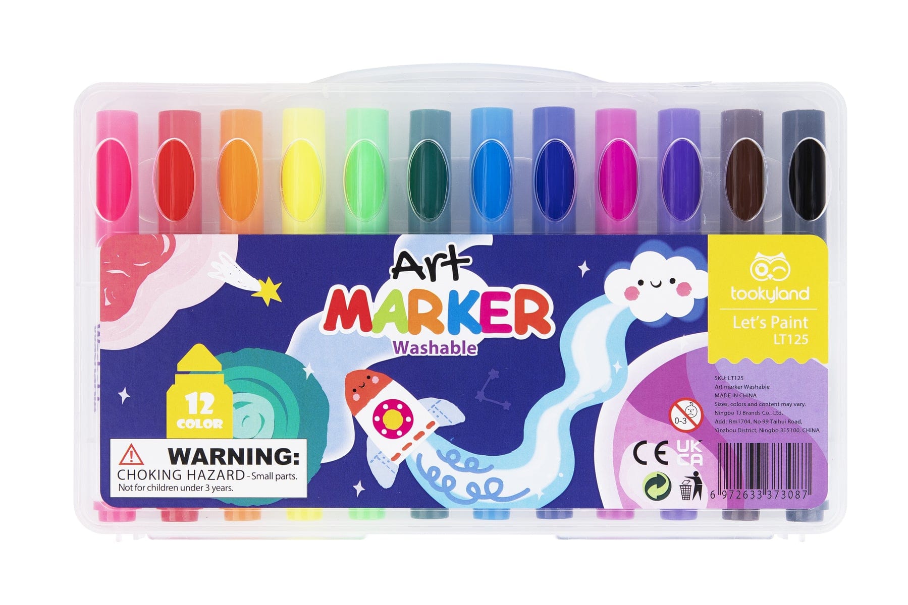 Kids Toy Chest Brand-Tookyland, Craft-Painting & Drawing WASHABLE MARKER - 12 COLOURS