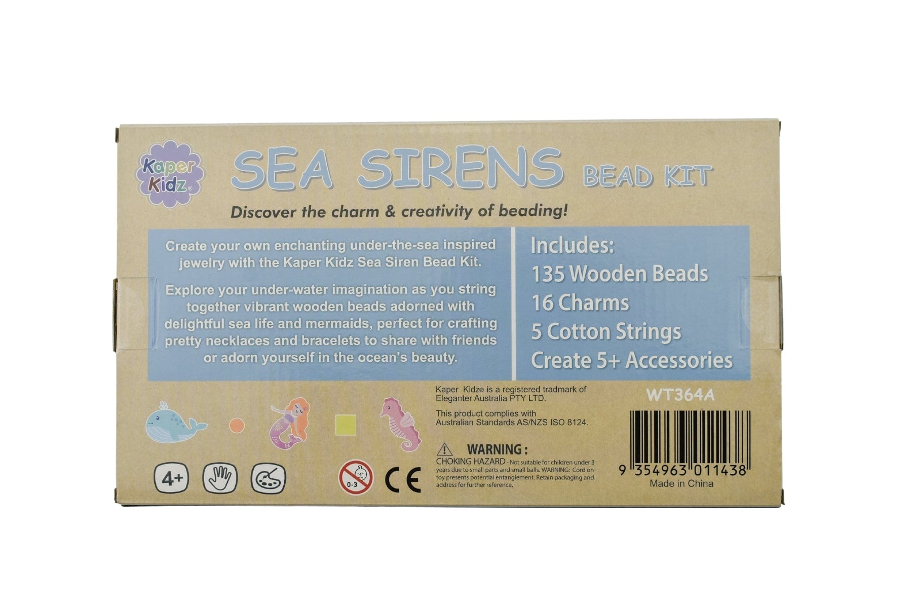 Kids Toy Chest Games-Peg & Tray Puzzles, Brand-Kaper Kidz SEA SIRENS BEAD KIT