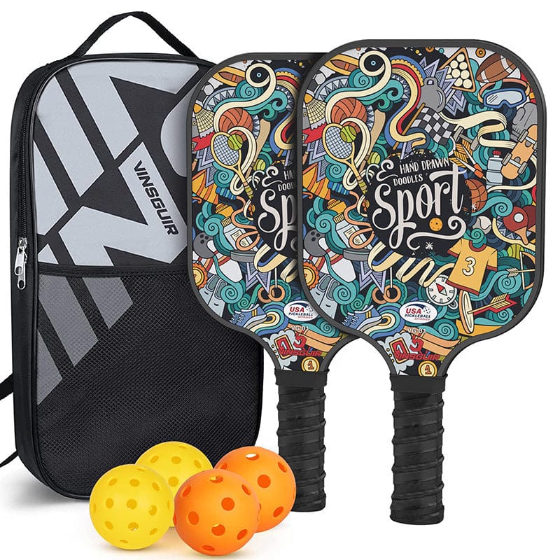 Kids Toy Chest  Sports & Fitness > Racquet Sports > Pickleball Graffiti Model Fiberglass Pickleball Paddle Set - Vibrant Design for Enhanced Gameplay